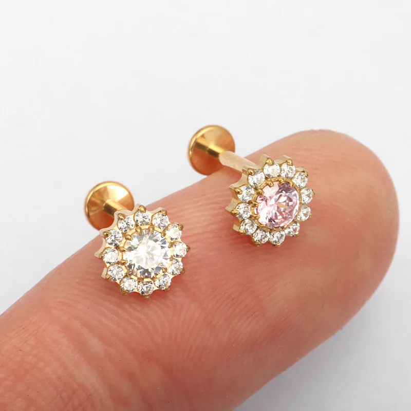 Zoor Body Jewelry - ZOOR F136 titane pavé fleur clair