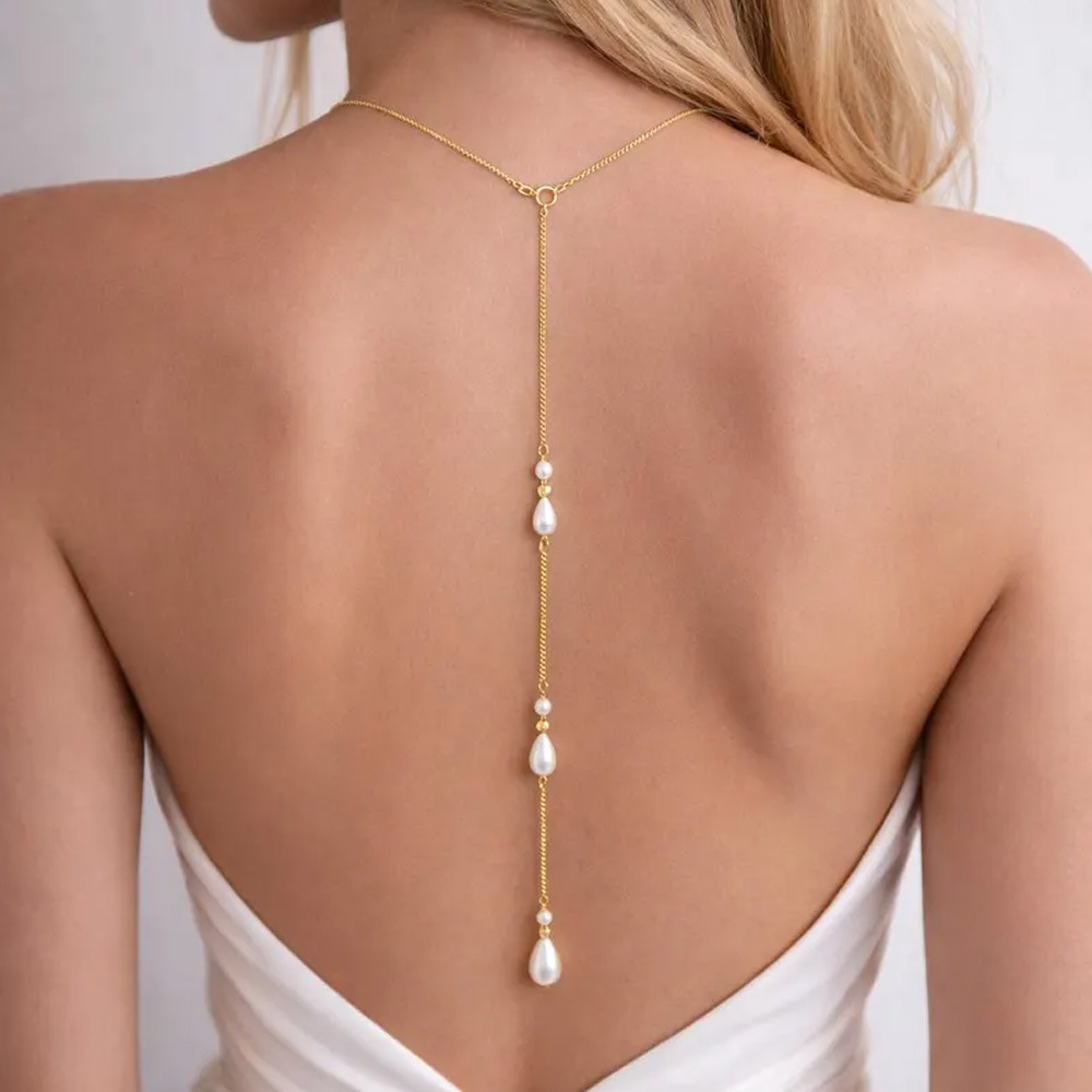 Body Jewelry Display Case - Collier de perles pour femmes, longue