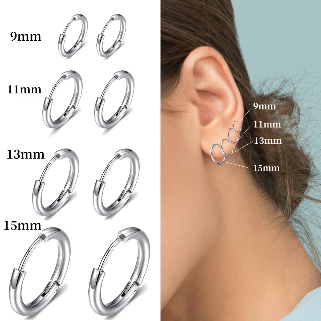 Helix Cartilage Ring - Boucles d'Oreilles Rondes en Argent Massif