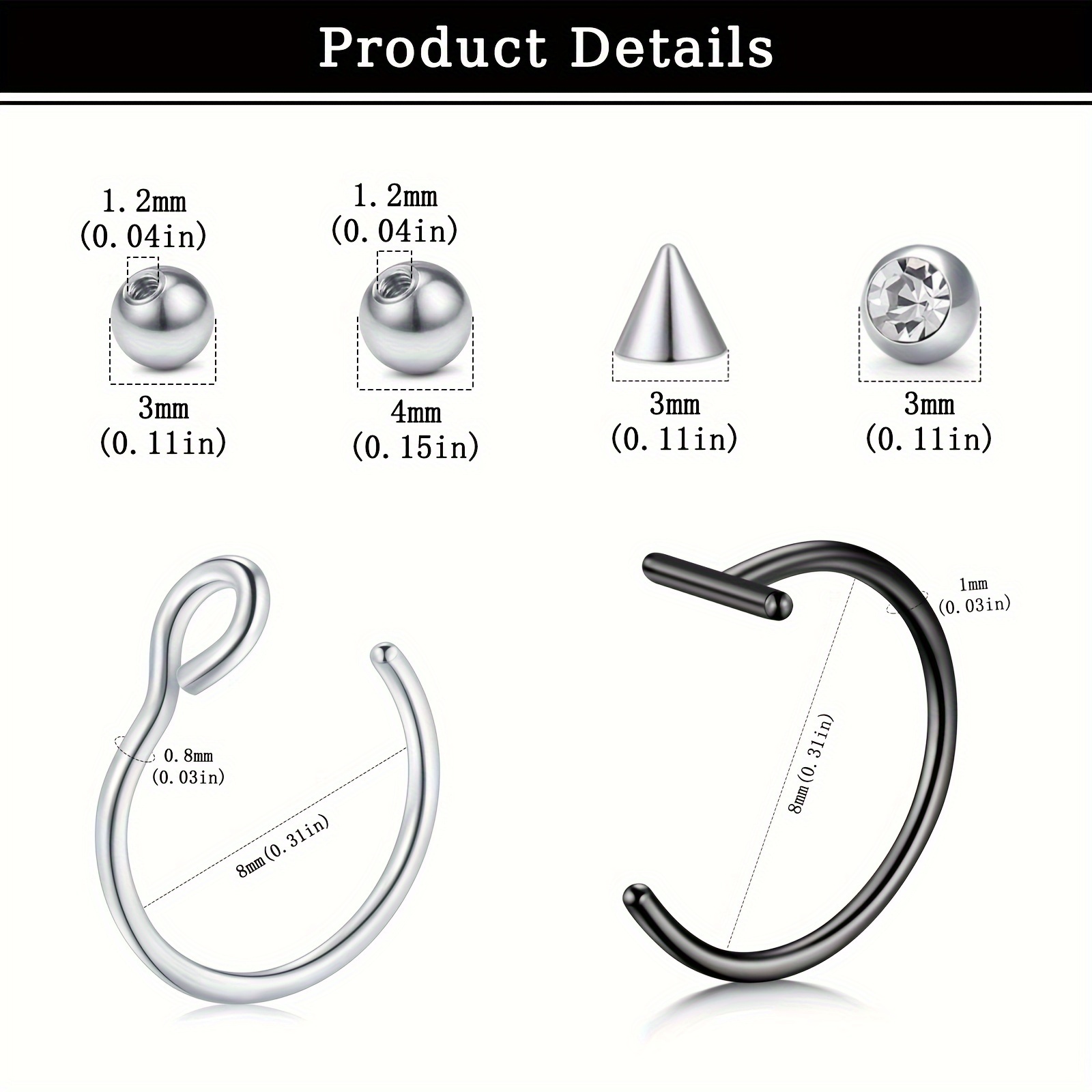 Faux piercings, faux anneaux d - Body Jewelry And Earrings avis et prix